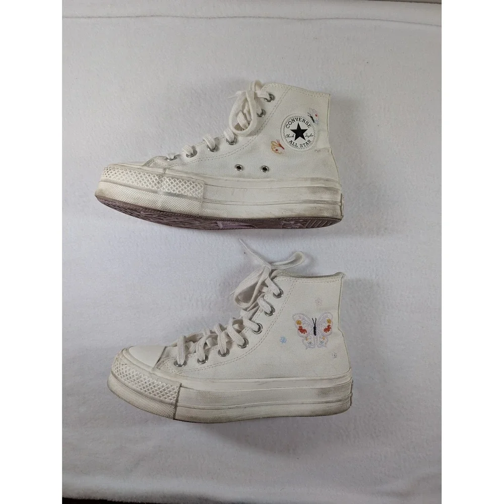 Converse Platform 6 White Embroidered butterfly and flowers - Picture 2 of 10